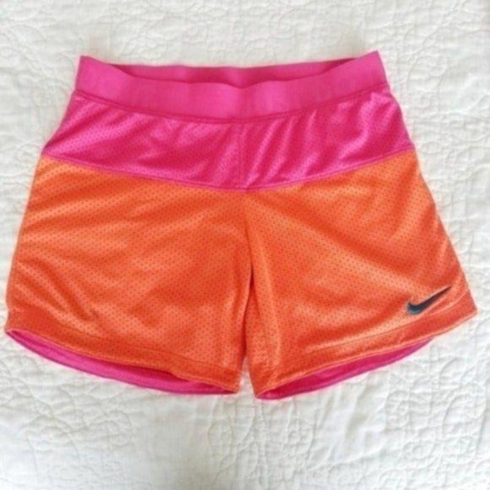 Nike Pink & Orange Colorblock Athletic Shorts